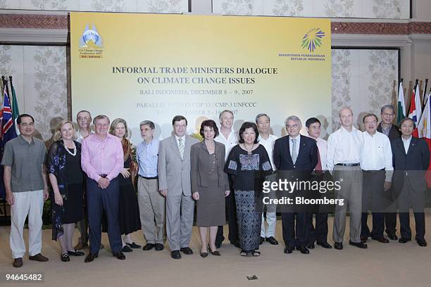 Trade ministers gather for a group photo session during the Informal Trade Ministers Dialogue on Climate Change Issues at the 13th conference of the...
