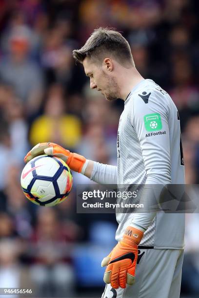 Crystal Palace goalkeeper Wayne Hennessey looks on during the Premier League match between Crystal Palace and Brighton and Hove Albion at Selhurst...