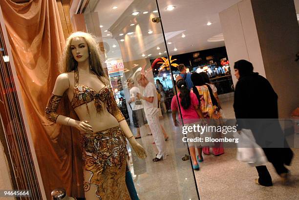 Shopwindow displays belly dancing costumes in Naama Bay, Sharm el-Sheikh, Egypt, on Thursday, Aug. 16, 2007. Sharm el-Sheikh, the resort at the...