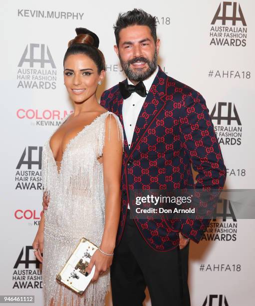 Kristel Mannah and David Mannah attend the 2018 Australian Hair Fashion Awards at Luna Park on April 15, 2018 in Sydney, Australia.