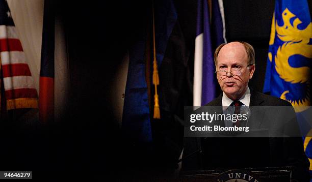 Charles Plosser, president of the Federal Reserve Bank of Philadelphia, speaks during a conference titled "Economic and Social Consequences of...
