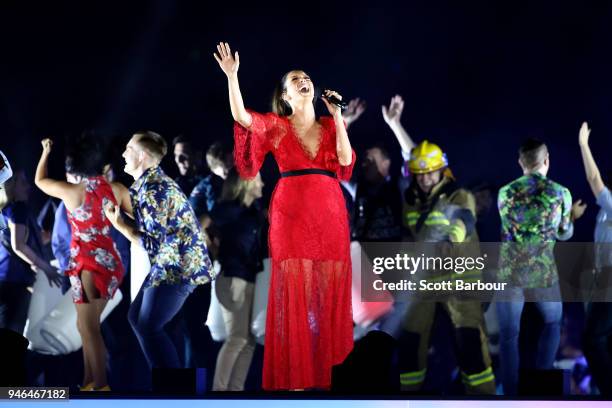 Ricki-Lee performs during the Closing Ceremony for the Gold Coast 2018 Commonwealth Games at Carrara Stadium on April 15, 2018 on the Gold Coast,...