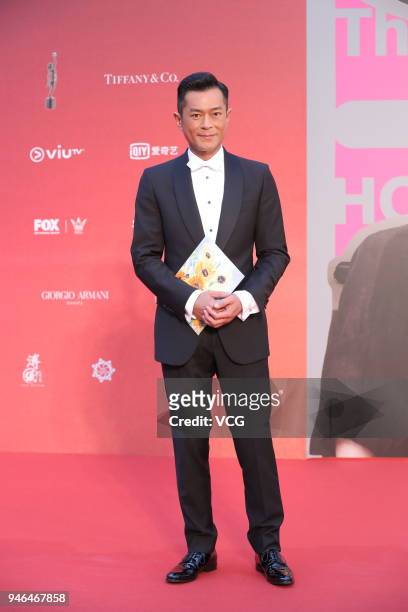 Actor Louis Koo poses on red carpet of the 37th Hong Kong Film Awards at Hong Kong Cultural Centre on April 15, 2018 in Hong Kong, China.