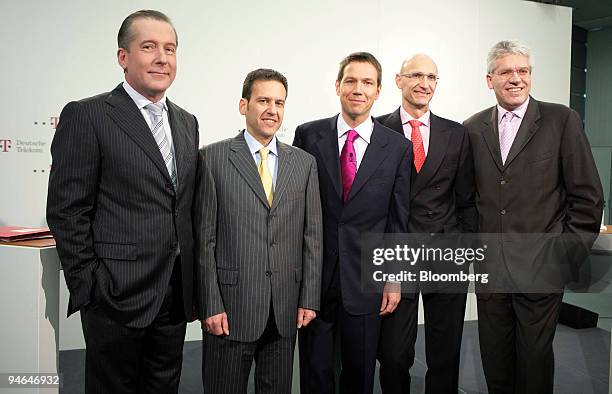 The new board of management of Deutsche Telekom, from left: Chief Financial Officer Karl-Gerhard Eick, T-Mobile Chief Executive Officer Hamid...
