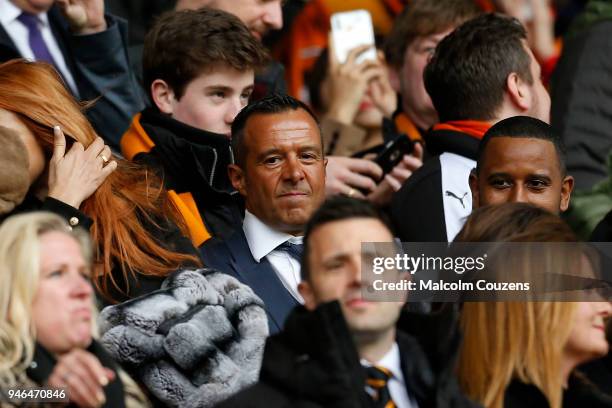 Agent Jorge Mendes in the stands during the Sky Bet Championship match between Wolverhampton Wanderers and Birmingham City at Molineux on April 15,...