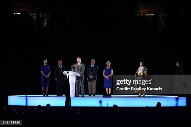 Ian Metcalfe, Chairman of Commonwealth Games England speaks during the Closing Ceremony for the Gold Coast 2018 Commonwealth Games at Carrara Stadium...