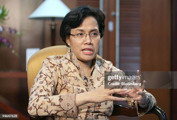 Sri Mulyani Indrawati, Indonesia's minister of finance, speaks during an interview in Jakarta, Indonesia, on Friday, Dec. 7, 2007. Indonesia,...
