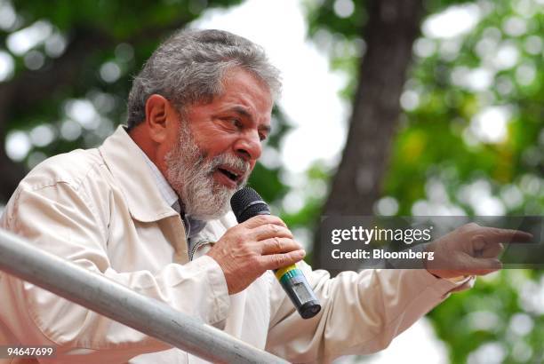 Brazilian President Luiz Inacio Lula da Silva speaks at a rally in Sorocaba, Brazil, Sunday, September 24, 2006.