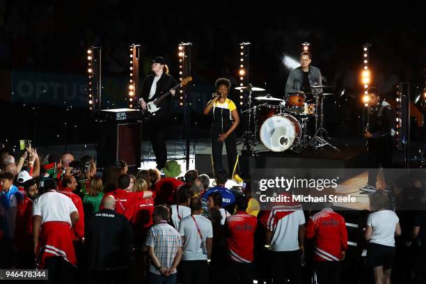 Lady Sanity performs during the Closing Ceremony for the Gold Coast 2018 Commonwealth Games at Carrara Stadium on April 15, 2018 on the Gold Coast,...