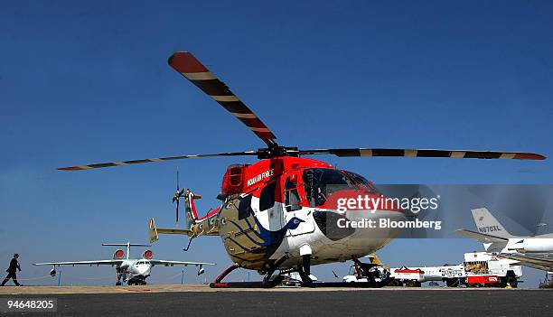 An Indian Air force lightweight combat helicopter is seen on display during the Aero India 2007 air show in Bangalore, India, on Friday, Feb. 9, 2007.