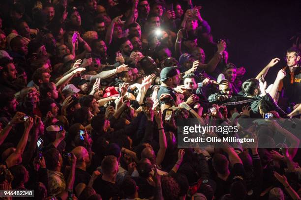 Method Man performs while crowdsurfing during a Method Man and Redman show at O2 Academy Brixton on April 14, 2018 in London, England.