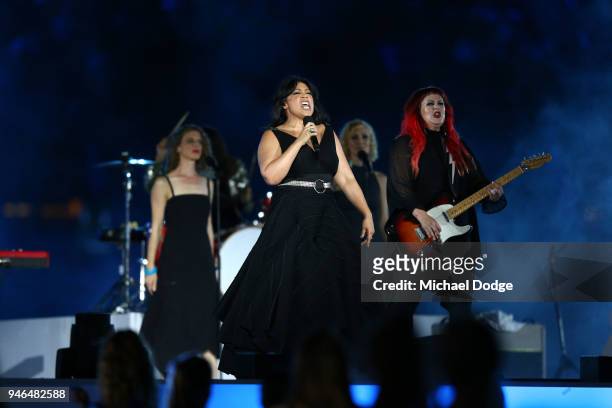 Kate Ceberano performs during the Closing Ceremony for the Gold Coast 2018 Commonwealth Games at Carrara Stadium on April 15, 2018 on the Gold Coast,...