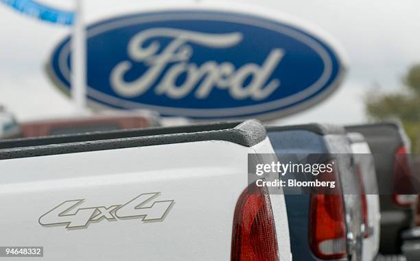 One of a row of pickup trucks on a dealer's lot in Mt. Vernon, Ohio, Thursday, September 28, 2006. General Motors Corp., Toyota Motor Corp. And Ford...