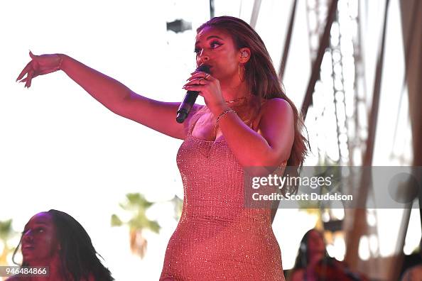 Singer Baraz Singer Alina Baraz performs on the Gobi stage during week 1, day 2 of ...