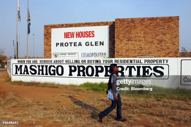 Sign advertising residential property is seen in Soweto township outside Johannesburg, South Africa, Thursday, May 11, 2006. Due to a growing black...
