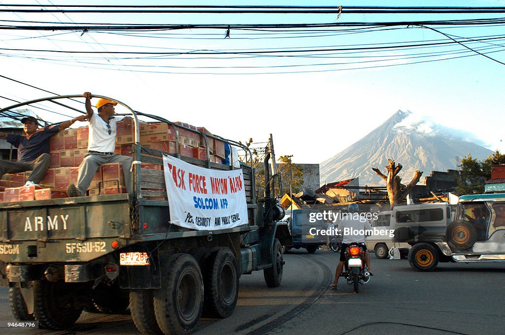 A Philippine military truck loaded with relief goods for vic