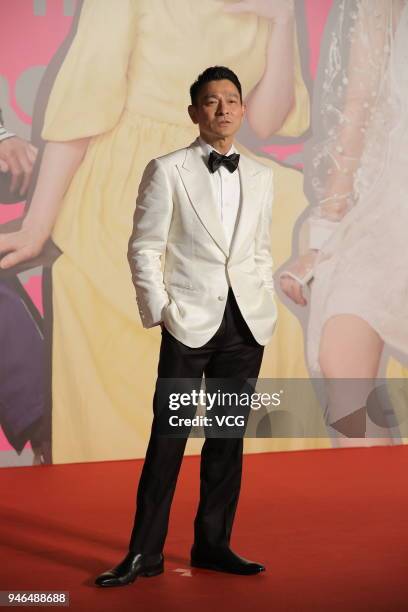 Actor Andy Lau poses on red carpet of the 37th Hong Kong Film Awards ceremony at Hong Kong Cultural Centre on April 15, 2018 in Hong Kong, China.