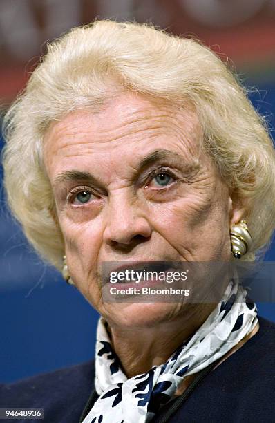 Retired U.S. Supreme Court Justice Sandra Day O'Connor speaks during a conference titled "Fair and Independent Courts: A Conference on the State of...