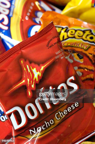 Bags of Doritos, Cheetos and Fritos are arranged for a photograph Thursday, Feb. 8, 2007. PepsiCo Inc., the world's second-largest soft-drink maker,...