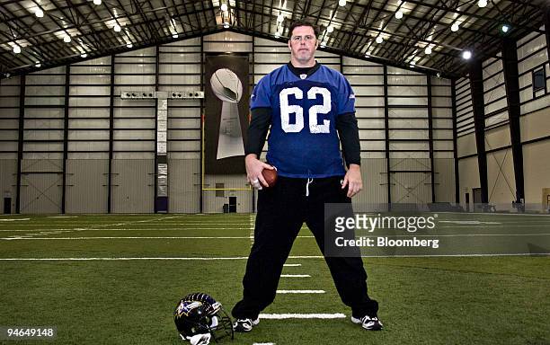 Mike Flynn, center for the Baltimore Ravens, poses at the team's training facility in Owings Mills, Maryland, U.S., on Wednesday, Dec. 5, 2007. Flynn...