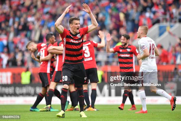 Stefan Kutschke of Ingolstadt celebrates after his team scored the first goal during the Second Bundesliga match between FC Ingolstadt 04 and 1. FC...