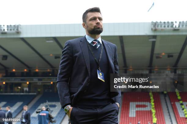 Russel Martin of Rangers arrives at the stadium prior to the Scottish Cup Semi Final match between Rangers and Celtic at Hampden Park on April 15,...