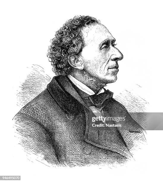 hans christian andersen (1805-1875), danish writer - hans christian andersen stock illustrations