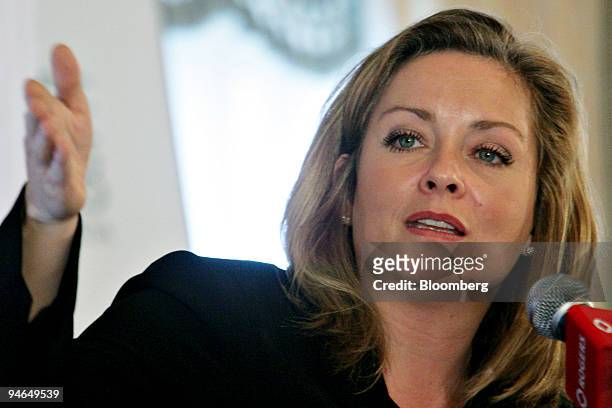 Linda Hasenfratz, chief executive officer of Linamar Corp., speaks during a luncheon at the Empire Club of Toronto, Thursday, April 12, 2007. Linamar...