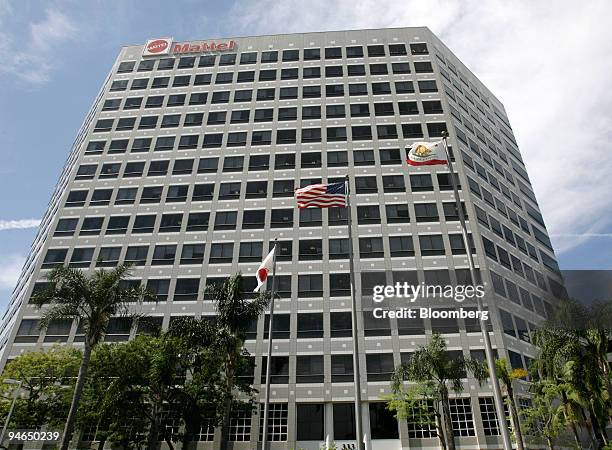 Flags fly outside Mattel headquarters in el Segundo, California, Tuesday, Aug. 14, 2007. Mattel Inc. Is recalling 18.6 million Chinese-made products...