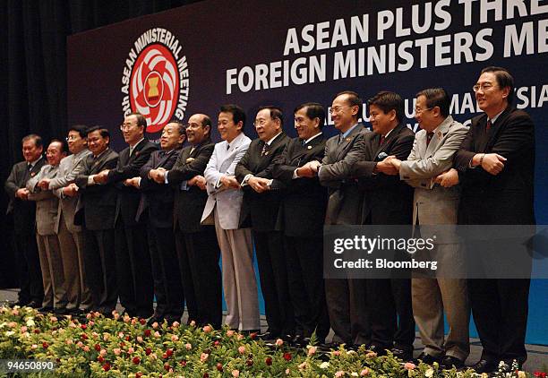 Pictured from left to right are: Brunei Foreign Affairs Minister Lim Jock Seng, Cambodia Foreign Affairs Minister Hor Namhong, Indonesian Foreign...