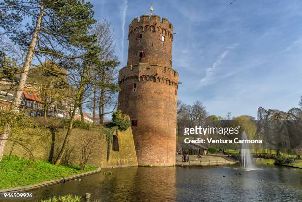 the powder tower "kruittoren" of nijmegen  - the netherlands - nijmegen stockfoto's en -beelden