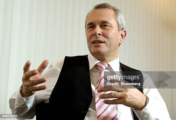 Reinhard Jung, chief executive officer of Skoda Auto, speaks during an interview in Mlada Boleslav, Czech Republic, on Wednesday, Dec. 5 2007. Jung,...