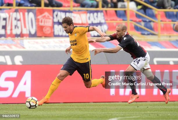 Alessio Cerci of Hellas Verona FC in action during the serie A match between Bologna FC and Hellas Verona FC at Stadio Renato Dall'Ara on April 15,...