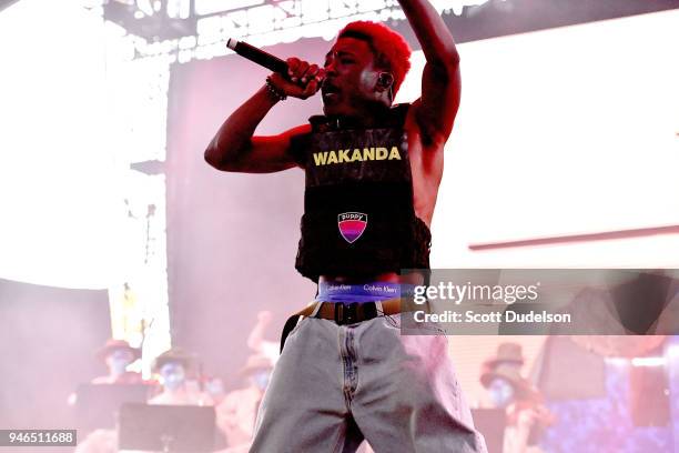 Singer Merlyn Wood of the BROCKHAMPTON collective performs on the Mojave stage during week 1, day 2 of the Coachella Valley Music and Arts Festival...