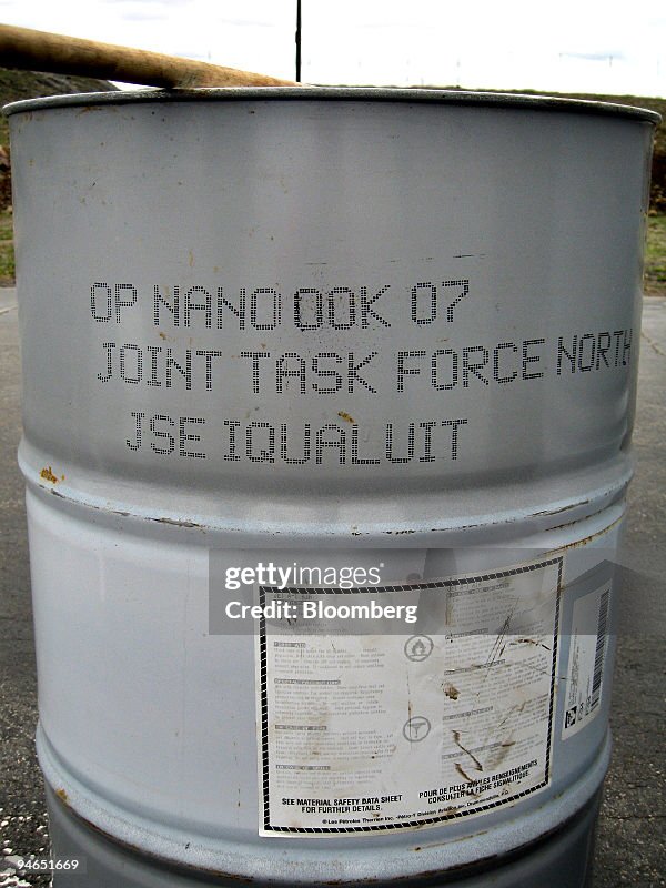 A barrel of fuel awaits delivery to troops of Canada's Joint