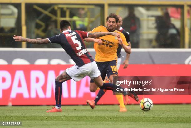 Alessio Cerci of Hellas Verona FC in action during the serie A match between Bologna FC and Hellas Verona FC at Stadio Renato Dall'Ara on April 15,...