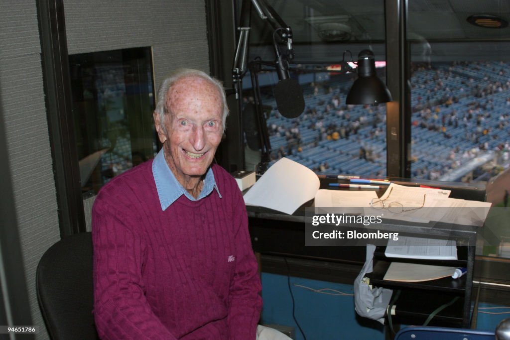 New York Yankees announcer Bob Sheppard poses for a photo at