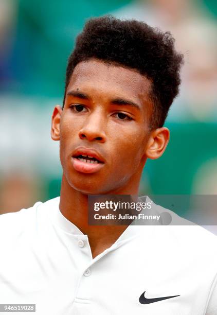 Felix Auger-Aliassime of Canada reacts shot during the Round of 64 match between Mischa Zverev and Felix Auger-Aliassime during Day One of ATP...