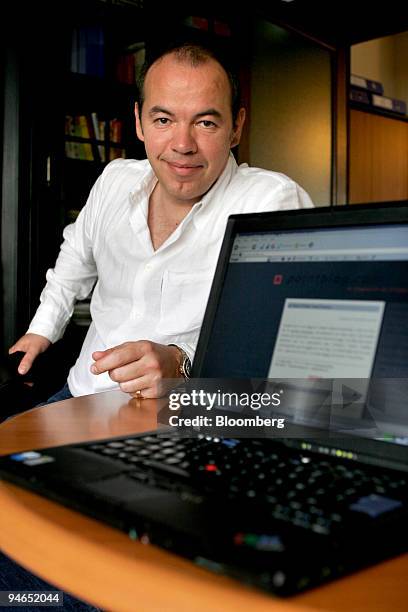 Christophe Ginisty, a media analyst and general manager of pointblog.com., poses in his office in Paris, France, Tuesday, May 9, 2006 France is...