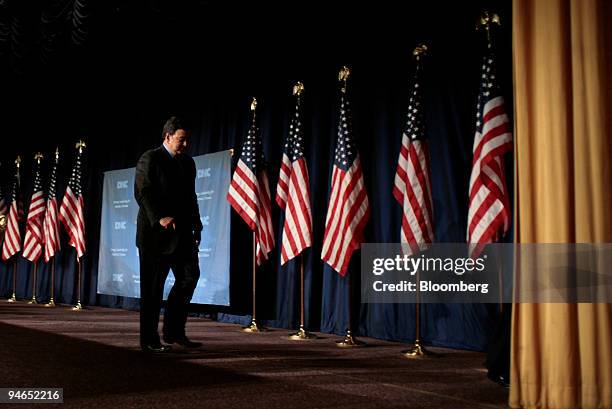 New Mexico Governor Bill Richardson exits after speaking at the Democratic National Committee Winter Meeting in Washington, D.C. Feb. 3, 2007.