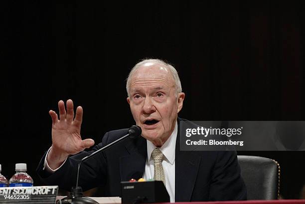 General Brent Scowcroft, former National Security Advisor to President George H.W. Bush, testifies at a Foreign Relations Committee hearing on...