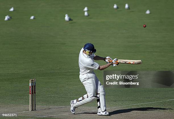 Andrew Flintoff, batting for England, hooks a ball on day 2 of the second Ashes Test match at the Adelaide Oval in Adelaide, Australia, Saturday,...