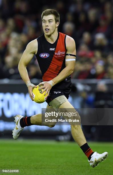 Zach Merrett of the Bombers during the round four AFL match between the Essendon Bombers and the Port Adelaide Power at Etihad Stadium on April 15,...