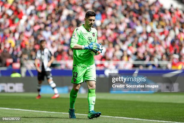 Oier of Levante during the La Liga Santander match between Atletico Madrid v Levante at the Estadio Wanda Metropolitano on April 15, 2018 in Madrid...