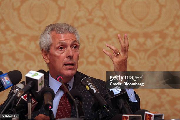 Marco Tronchetti Provera, chairman of Pirelli and former head of Telecom Italia speaks at a news conference in Milan, Italy, Monday, September 25,...