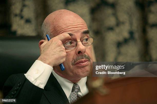 Chairman Henry Waxman scratches his brow during a House Oversight and Government Reform Committee in Washington, D.C., Feb. 6, 2007.