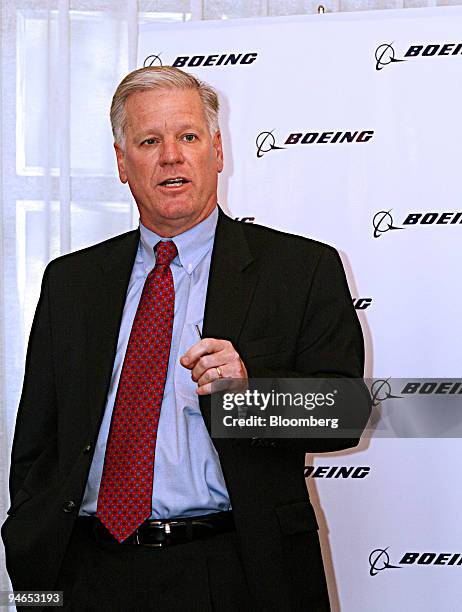 Mark E. Kronenberg, vice president of business development for Integrated Defense Systems at Boeing Asia Pacific, speaks during a media conference at...