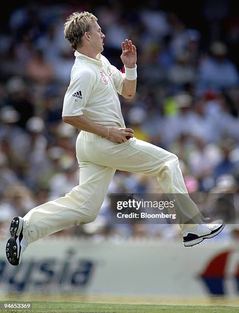 Brett Lee, bowling for Australia, delivers on Day 1 of the second Ashes Test match at the Adelaide Oval in Adelaide, Australia, Friday, December 1,...