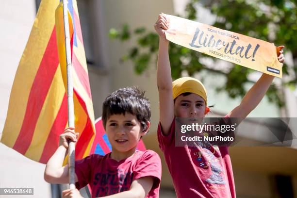 Thousands of people demonstrate in Barcelona in support of the pro-independence political prisoner imprisoned by Spain after the referendum of...