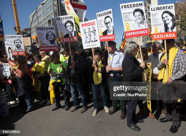 Thousands of people demonstrate in Barcelona in support of the pro-independence political prisoner imprisoned by Spain after the referendum of...